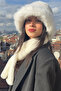 Women's White Plush Fur Bucket Hat Neck Collar Set |   2-Piece Trend Set - 2