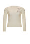 Long Sleeve Crew Neck Floral Embroidery Knit Blouse - 3