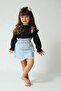 Girl's Embroidered Blouse and Denim Skirt Set Stylish Casual Combination - 2