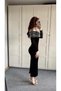 Women's Sequin Madonna Collar Velvet Stylish Evening Dress - 3