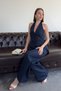 Special Design Vest Linen Suit - Dark Blue - 2