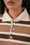 Women's Striped Polo Neck Knit Sweater 1313 - Mink - 5