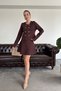 Buttoned New Season Skirted Knitwear Set - Brown - 3