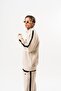 Men's Half-Zip Diagonel Sweatshirt with Dirty Stitch Detail Beige - 2