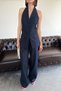 Special Design Vest Linen Suit - Dark Blue - 3