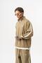 Men's Diagonel Sweatshirt with Dirty Stitch Detail and Half Zipper Khaki - 2
