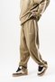Men's Diagonel Baggy Sweatpants with Dirty Stitch Detail Khaki - 3