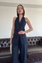 Special Design Vest Linen Suit - Dark Blue - 4