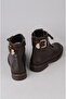 Seç 2558 Genuine Leather Buckle Detail Boots Brown - 5