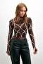 Women's Camel Black Piece Hypnosis Patterned Finger Detailed Body - 3