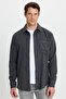 Men's Slim Fit Slim Fit Dobby Lumberjack Pocket Sport Collar Anthracite Shirt - 2