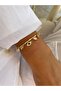 Adjustable Open Gold Bracelet with Evil Eye Black Eye and Star Figured Zircon Stone - 4