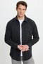 Men's Slim Fit slim fit dobby lumberjack pocket sport collar black shirt - 5