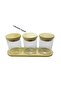 3-Piece Mini Spice Jar Set with Bamboo Stand – Vacuum Lid |   Jar 7X6 cm |   Stand 22X7 cm - 2
