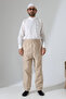 Men's Elastic Waist Pocket Hajj Umrah Linen Shalwar Pants - Beige (VŞN) - 3