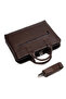 Grandora 100% Genuine Leather 15.6 Inch Laptop Briefcase – 3 Compartments, Pool Zipper - 5