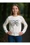 Girl's Corded Fabric Beaded Butterfly Detailed Long Sleeve T-Shirt - 4