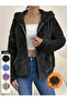 Plush Long Sleeve Hooded Cardigan with Kangaroo Pocket Oversized Winter