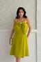 Oil Green Mini Evening Dress with Bow Detail