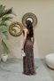 Brown Strapless Otriş Detailed Embroidered Evening Dress - 6