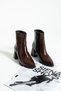 Verona Women's Zippered Genuine Leather Boots Brown Patent Leather - 3