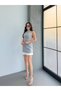 Women's Skirt with Pleated Detail Atlas Fabric Sleeveless Dress - 4