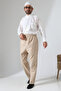 Men's Elastic Waist Pocket Hajj Umrah Linen Shalwar Pants - Beige (VŞN) - 5