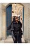 Women's Fur Collar Belted Leather Jacket Premium Quality Black - 5