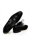 Black Color Lace-Up Genuine Leather Men's Shoes - 2