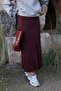 Burgundy satin leopard print skirt