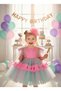 Girls' Pink and Blue Tulle-Detail Puffy Sequin Princess Evening Dress - 3
