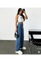 Ponny Stretch Fabric Casual Women's Blue Super High Waist Loose Leg Denim Jeans - 5
