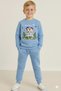 Boy's Christmas New Year Printed 3 Thread Fleece-Lined Winter Sweatshirt / Tracksuit Set - 2