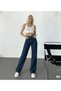 Cristina 90`S Stretch Fabric Casual Women's Dark Blue Super High Waist Wide Leg Denim Jeans - 5