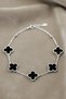 Men's and Women's Couple Bracelet Night Black Onyx Stone Form Detailed Petal Leaf Model Steel Bracelet - 3