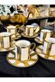 6 Person Gold Engraved Porcelain Coffee Cup Set 90 ml (Rsy247) - 8