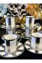 6-Piece Silver (Platinum) Color Engraved Motif Coffee Cup Set 90 ml (Chestsilver) - 5