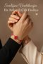Men Women Couple Bracelet Red Petal Leaf Form Design Steel Bracelet