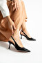 Arya Women's Black Patent Leather Thin Heeled Slingback Stylish Heeled Shoes - 3