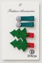 D’Arya New Year's Pine Tree Figured Glitter Ribbon Set of 4 Girls' Hair Clips Dd615