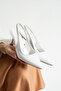 Arya Women's White Patent Leather Thin Heeled Slingback Stylish Heeled Shoes