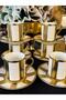 6 Person Gold Engraved Porcelain Coffee Cup Set 90 ml (Rsy247) - 5