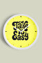 تصميم حديث مكتوب - ساعة حائط بعبارة '' Take It Easy '' - 35 سم - هيكل أبيض مع واجهة زجاجية