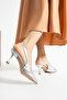 Arya Women's Silver Thin Heeled Slingback Stylish Heeled Shoes - 3