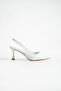 Arya Women's White Patent Leather Thin Heeled Slingback Stylish Heeled Shoes - 5