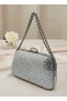 Silver Color Stone Chain Detailed Chain Handle Women's Evening Dress Bag Wedding Engagement Graduation - 2