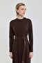 Belted Steel Knitted Dress Brown - 5
