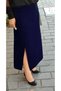 Plus Size Above-The-Knee Slit Lined Skirt