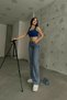Evelina 90`S Stretch Fabric Casual Women's Medium Snow Blue Super High Waist Wide Leg Denim Jeans - 6
