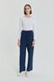 Knitted Elastic Waist Wide Leg Trousers Navy Blue - 2